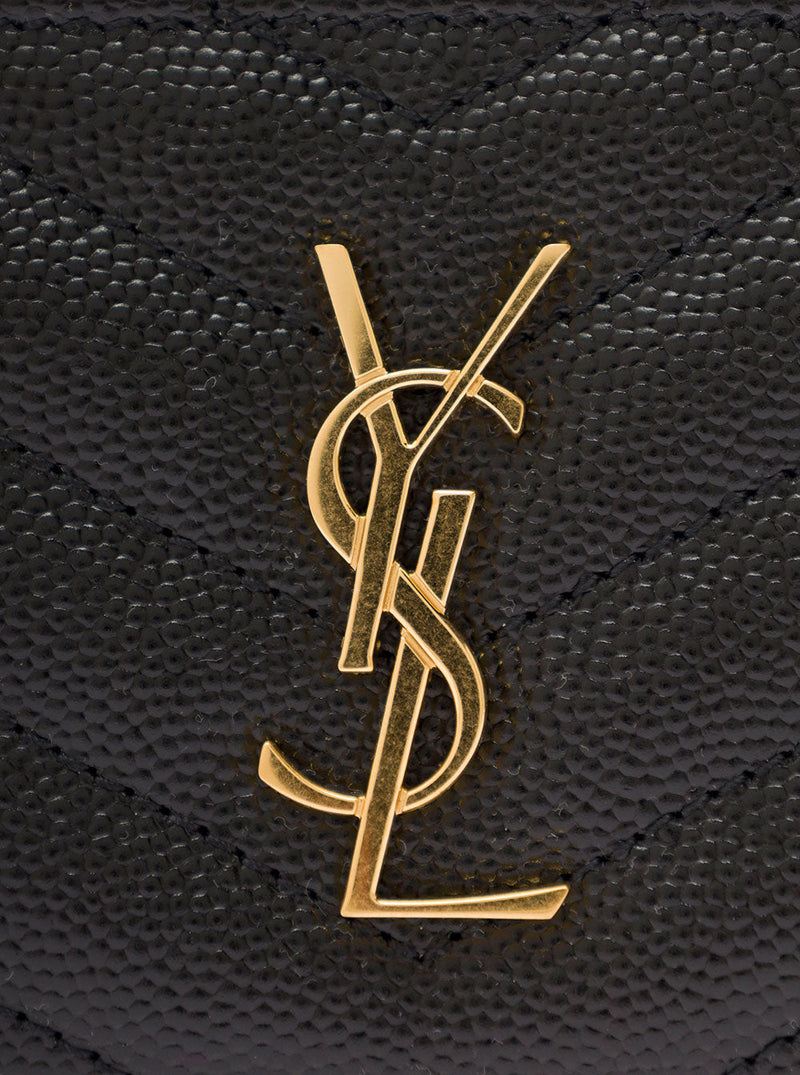 Saint Laurent Cassandre Card Case — Black Calfskin Leather Cases