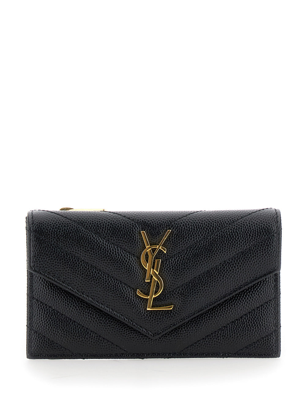 Saint Laurent Cassandre Card Case — Black Calf Leather Cases