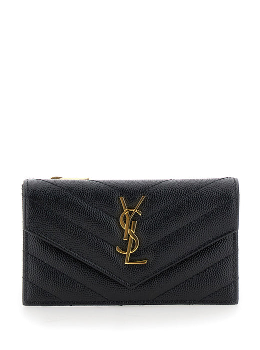 Saint Laurent Cassandre Card Case — Black Calf Leather Cases