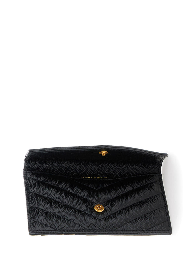 Saint Laurent Cassandre Card Case — Black Calf Leather Cases