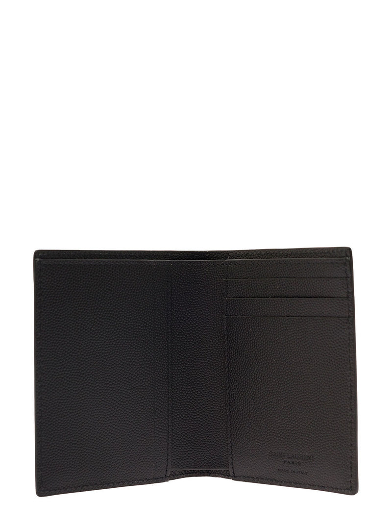 Saint Laurent Grain De Poudre Calfskin Card Case — Black Cases