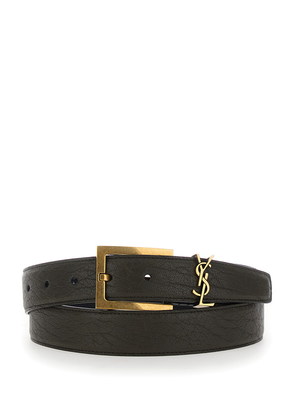 Saint Laurent Cassandre Belt — Brown Leather