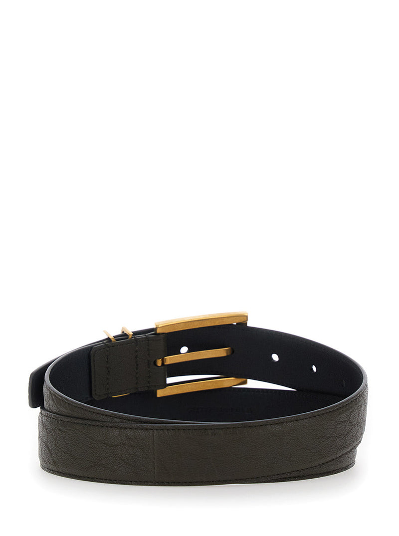 Saint Laurent Cassandre Belt — Brown Leather