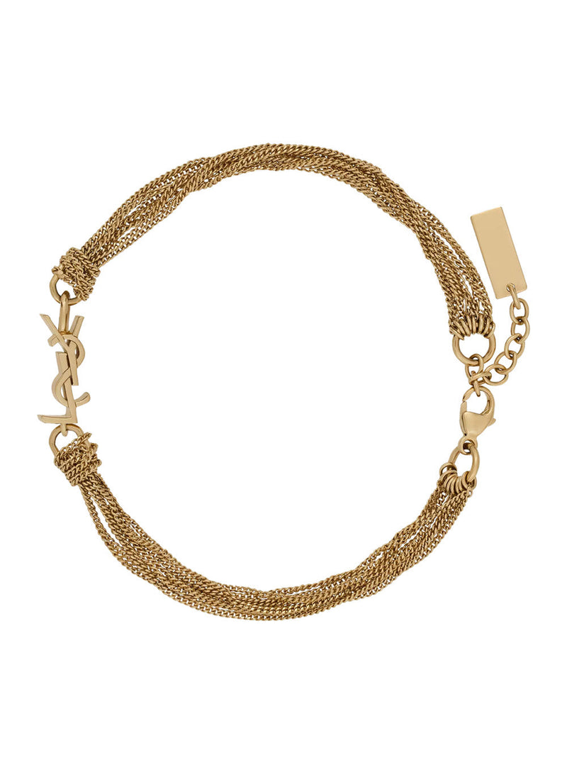 Saint Laurent Logo Charm Bracelet — Gold Brass Bracelets