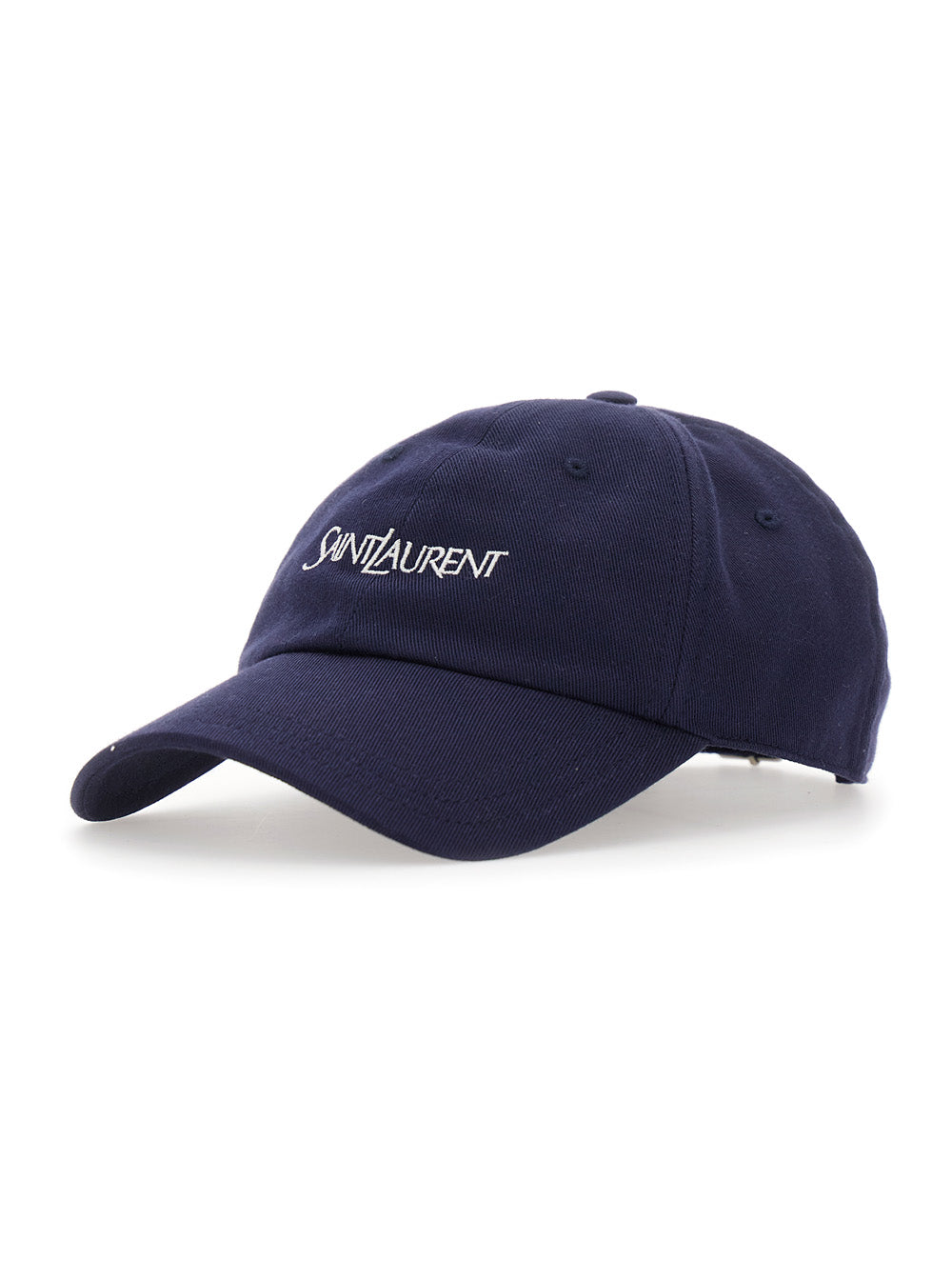 Saint Laurent A000tx Embroidered Logo Cotton Baseball Cap — Navy Caps