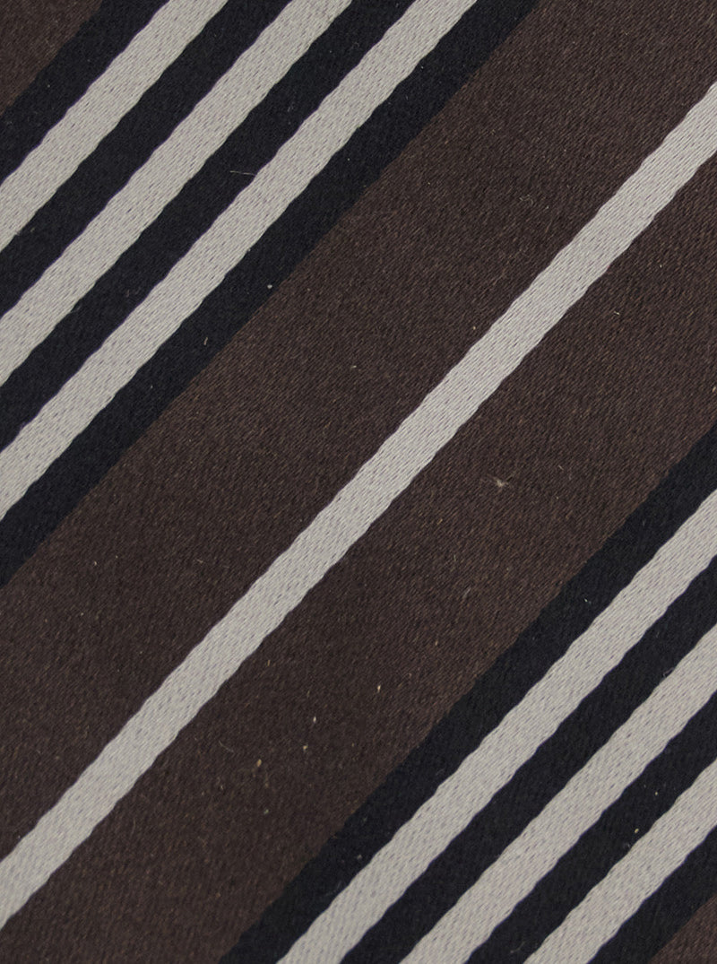 Saint Laurent Striped Silk Necktie — Brown Neckties