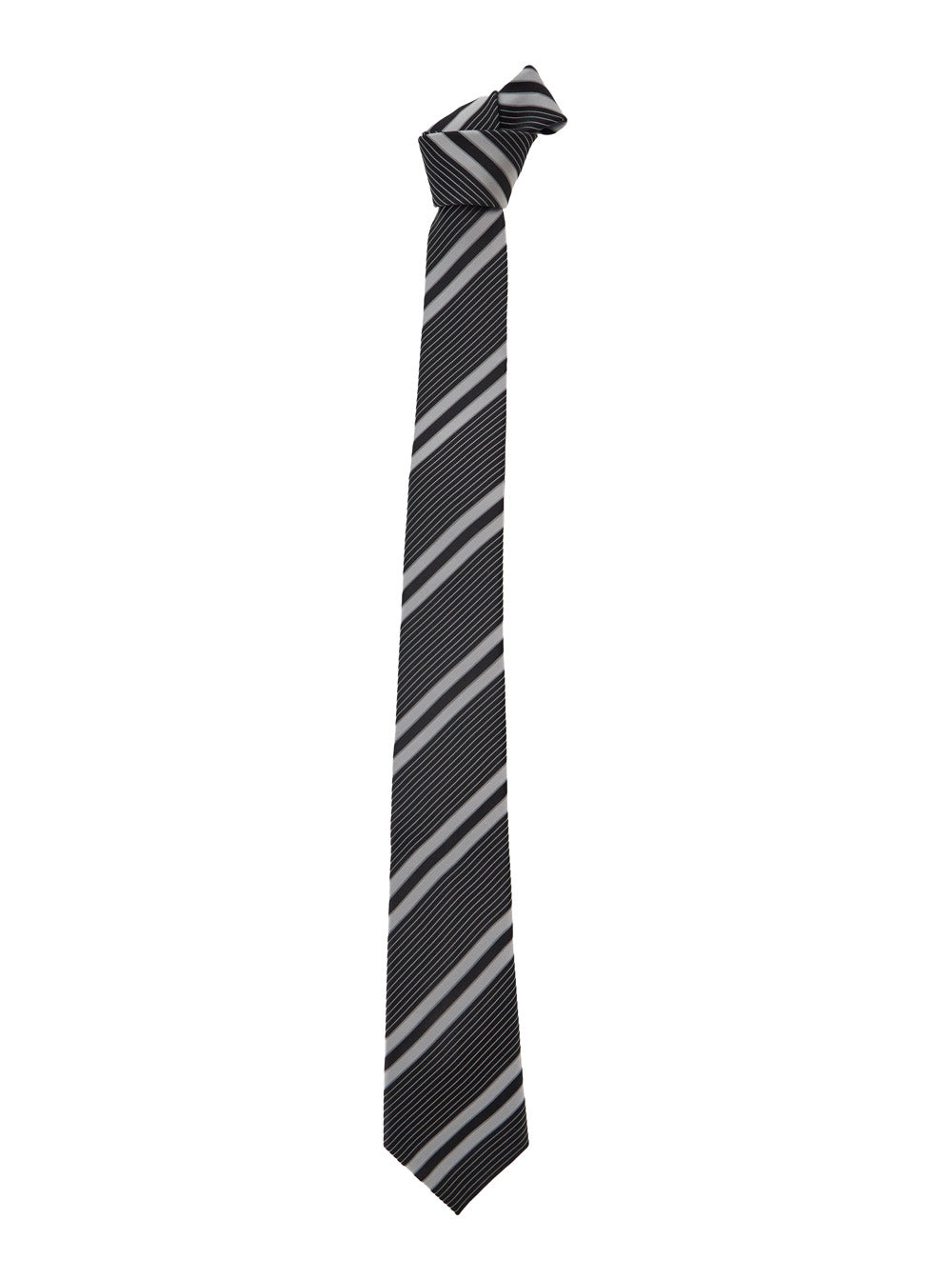 Saint Laurent Graphic Striped Silk Necktie — Black Neckties