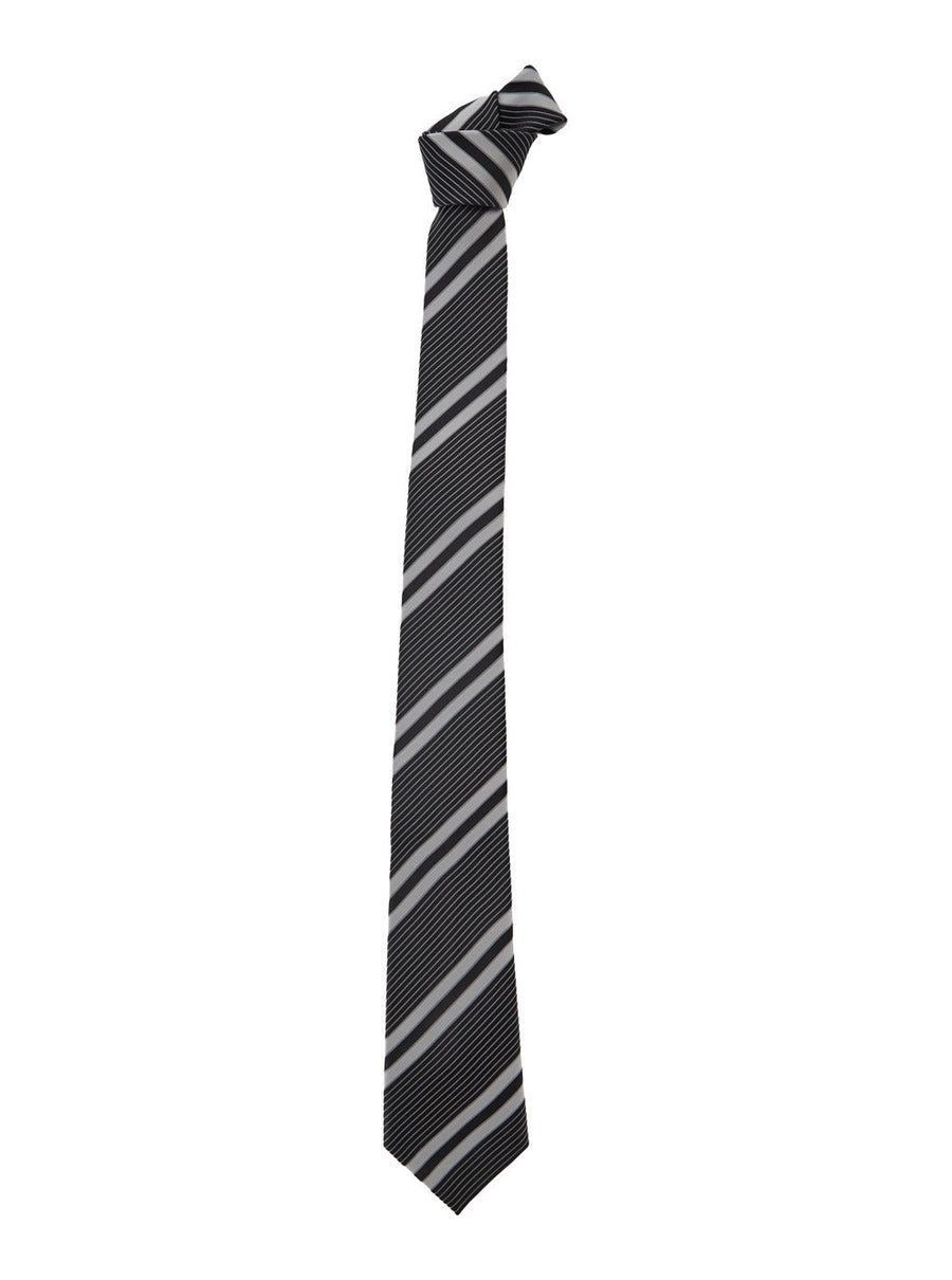 Saint Laurent Graphic Striped Silk Necktie — Black Neckties