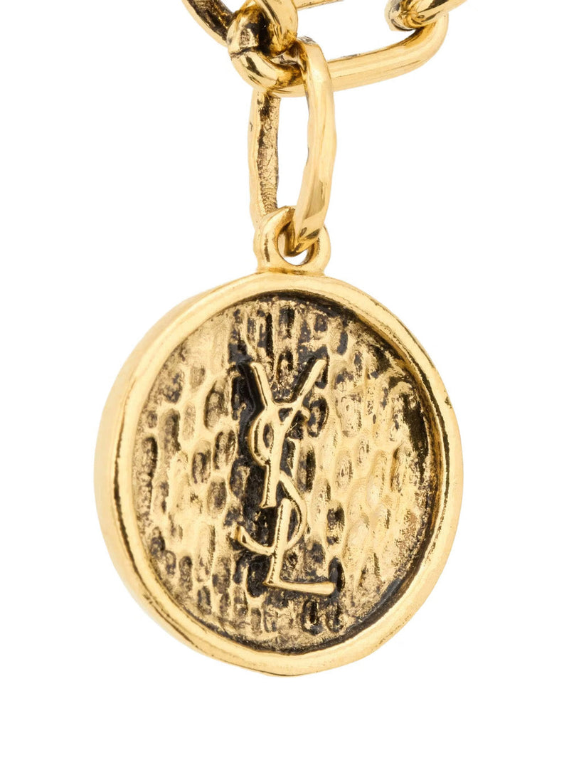 Saint Laurent Chain Link With Cassandre Charm Bracelet — Gold Brass Bracelets