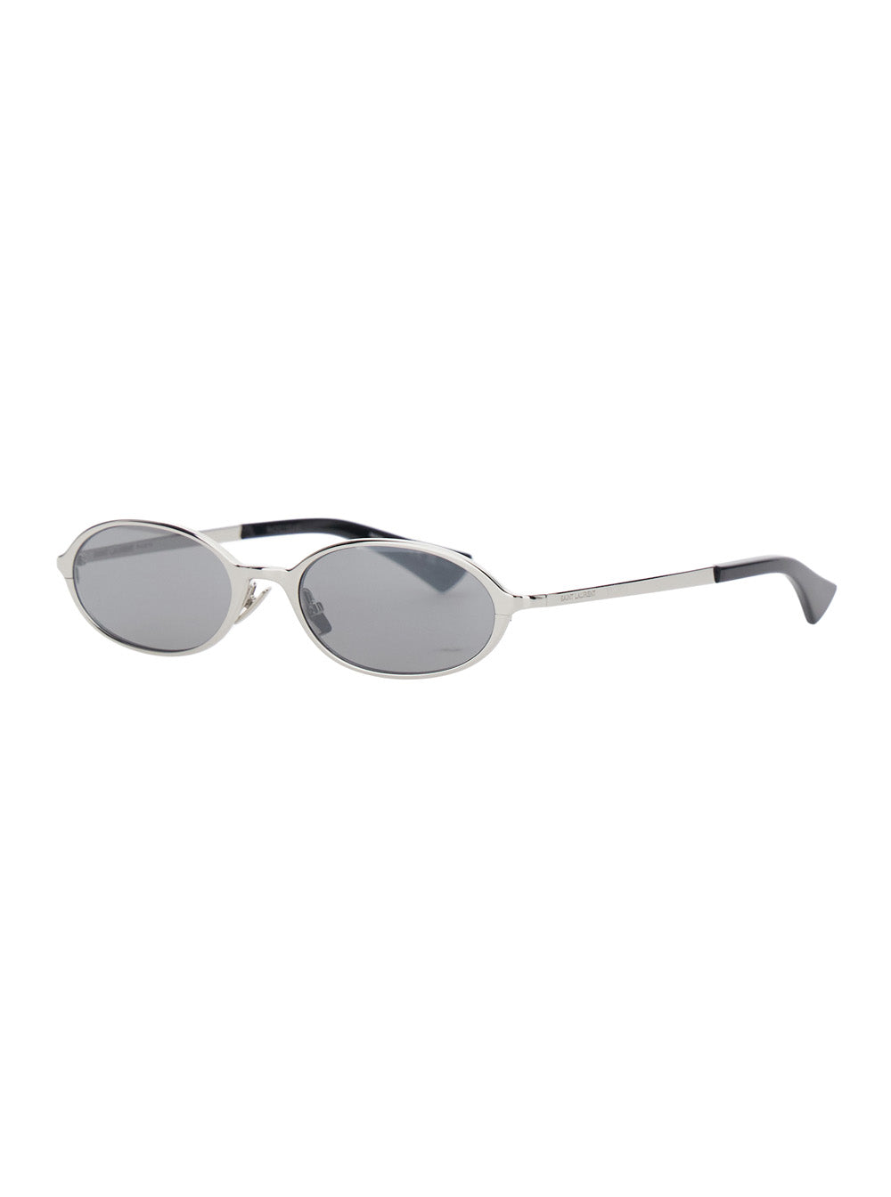 Saint Laurent A003df Elongated Round Acetate Sunglasses — Silver
