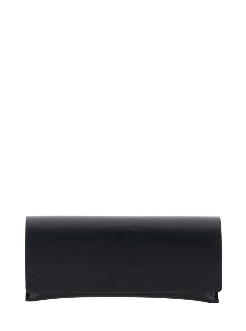 Saint Laurent A003df Elongated Round Acetate Sunglasses — Silver