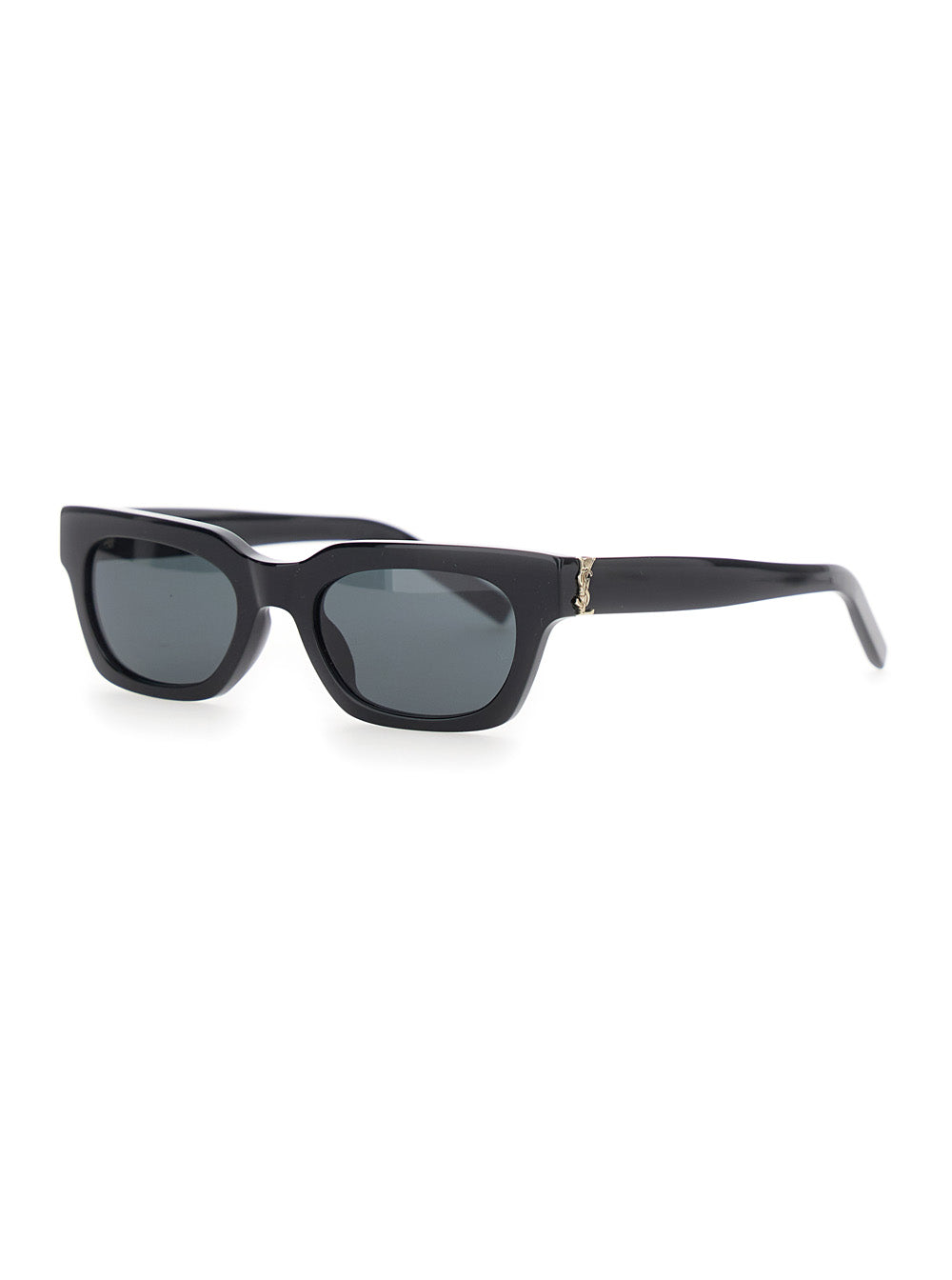 Saint Laurent A003e3 Cassandre-Plaque Acetate Sunglasses — Black