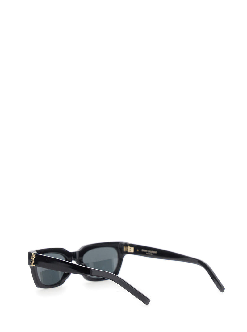 Saint Laurent A003e3 Cassandre-Plaque Acetate Sunglasses — Black