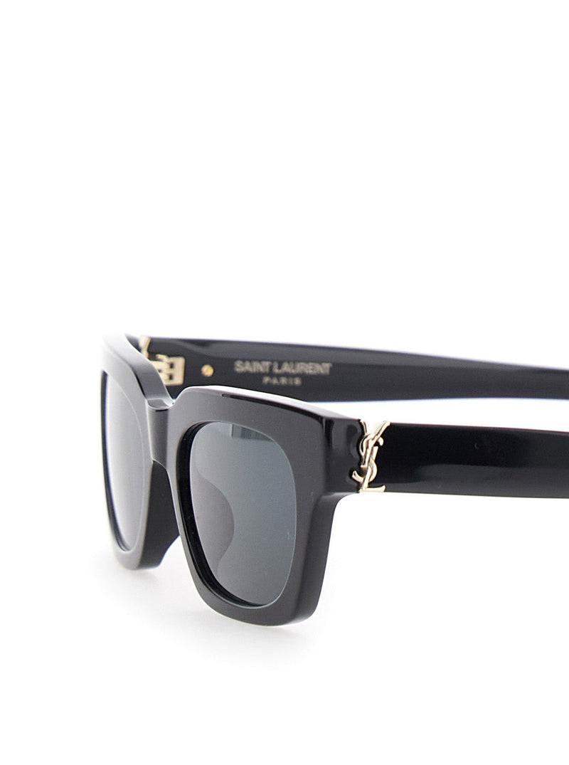 Saint Laurent A003e3 Cassandre-Plaque Acetate Sunglasses — Black