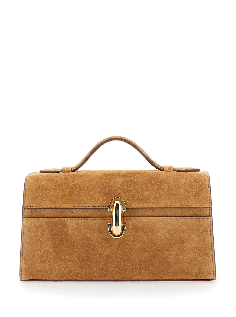 Savette Symmetry Pochette Top Handle Bag — Brown Suede