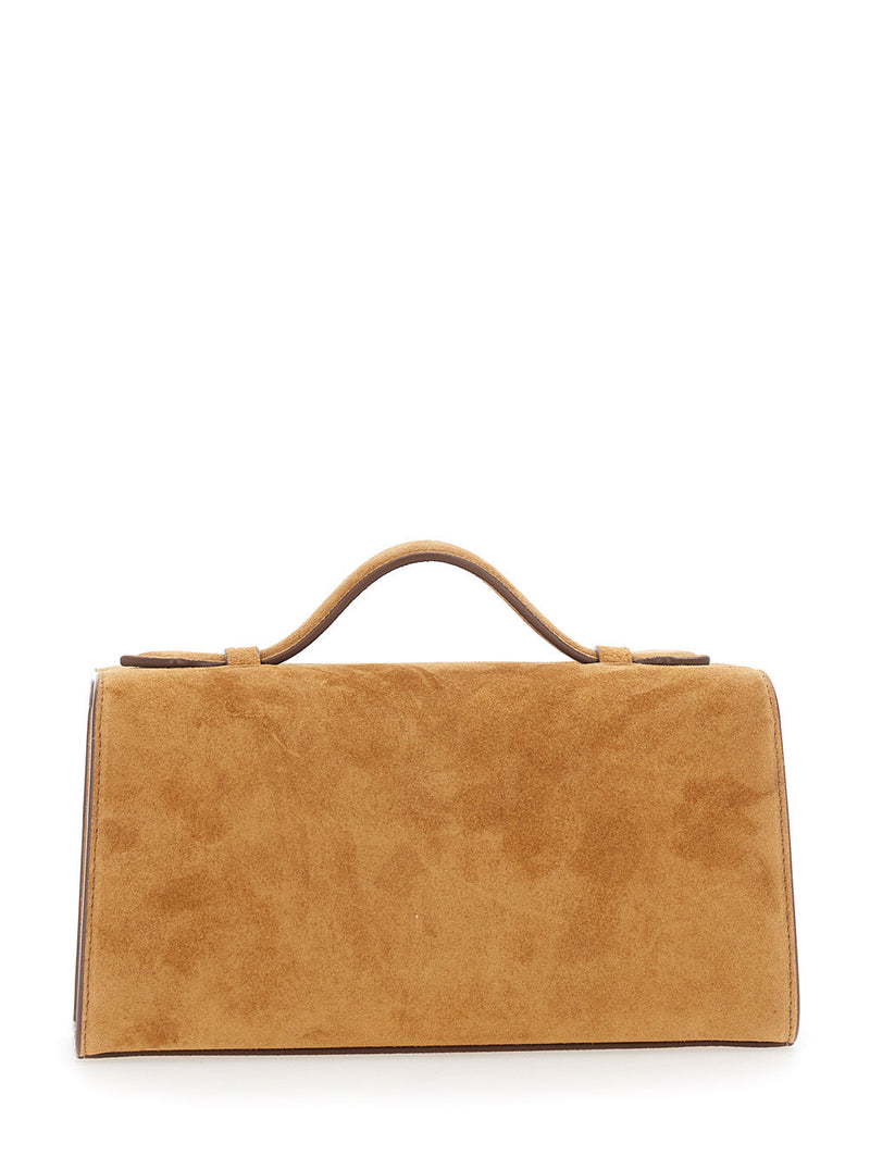 Savette Symmetry Pochette Top Handle Bag — Brown Suede