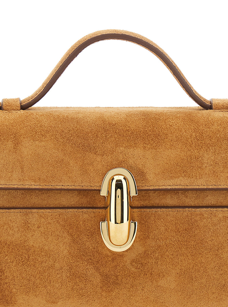 Savette Symmetry Top Handle Bag — Brown Suede
