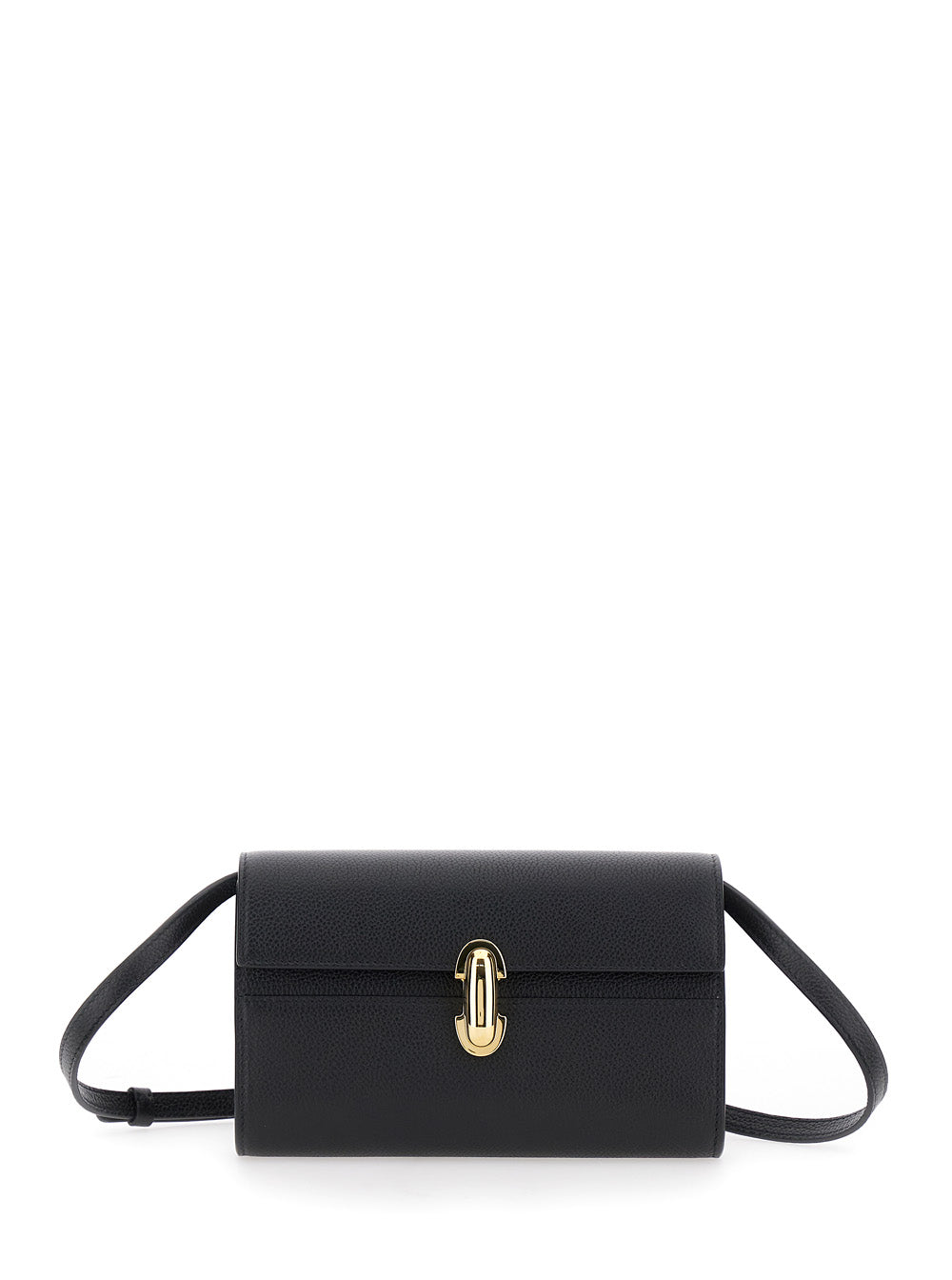 Savette Grained Calf Leather Shoulder Bag — Black