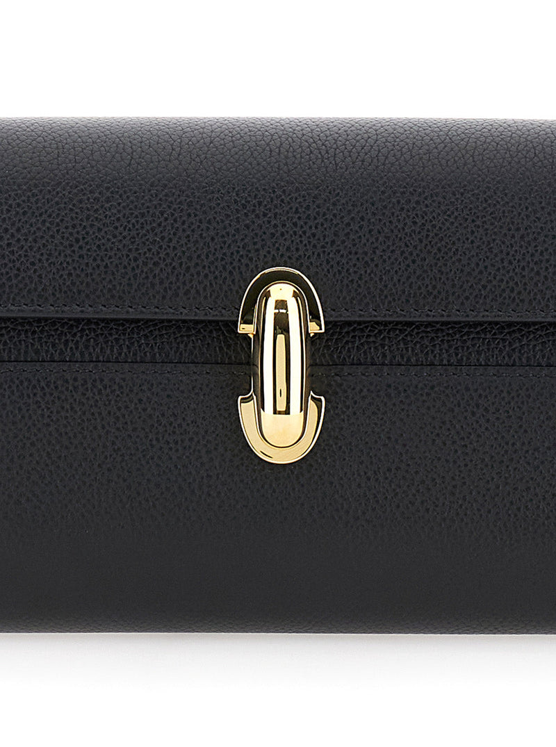 Savette Grained Calf Leather Shoulder Bag — Black