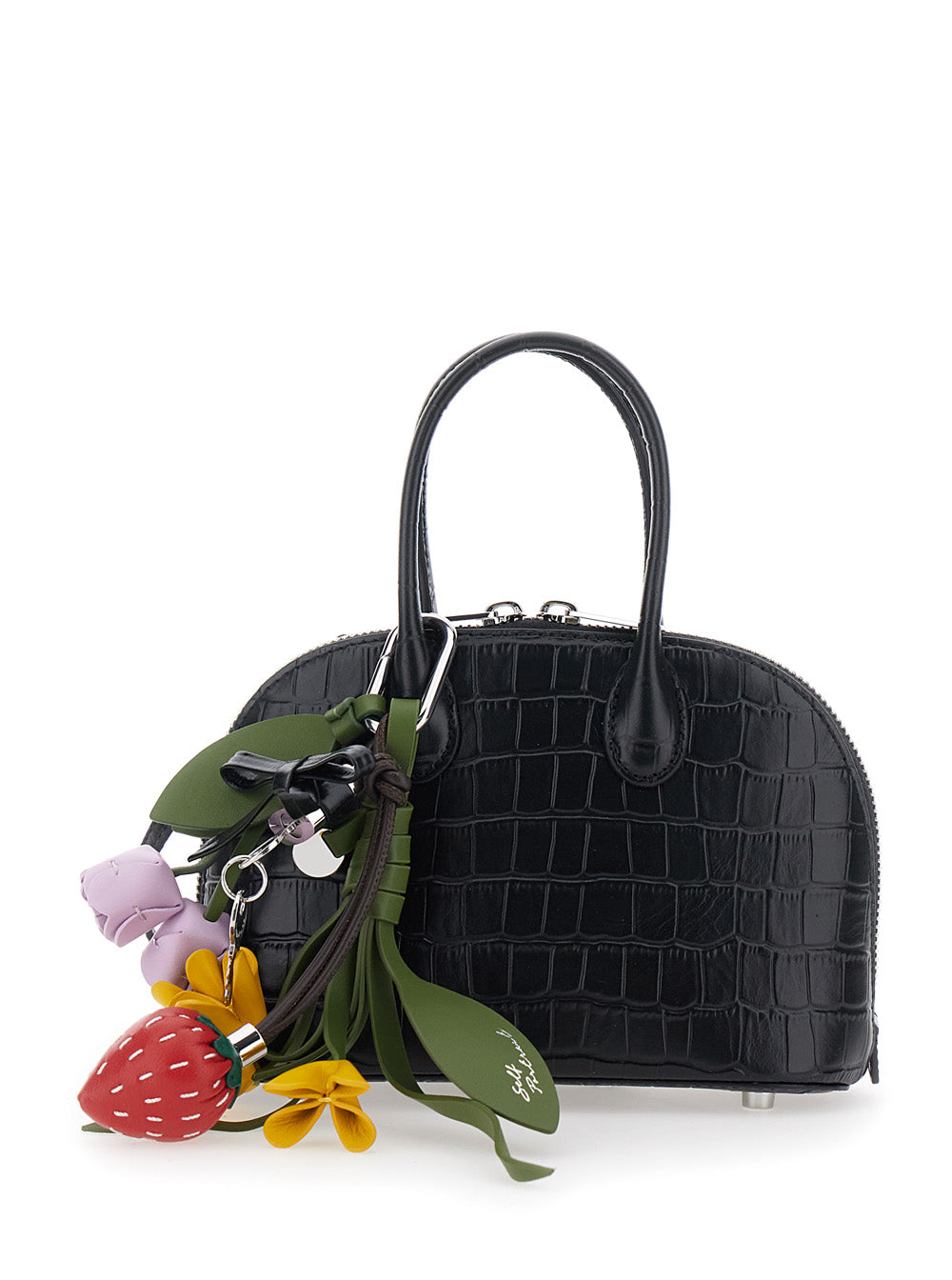 Self-Portrait Toast Top Handle Bag — Black Cow Leather