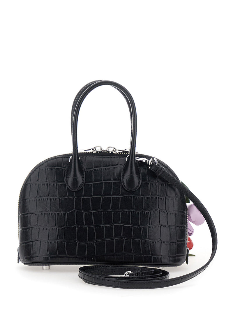 Self-Portrait Toast Top Handle Bag — Black Cow Leather