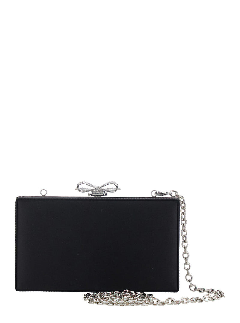 Self-Portrait Metallic Mesh Crystal-Embellished Clutch — Silver Polyester