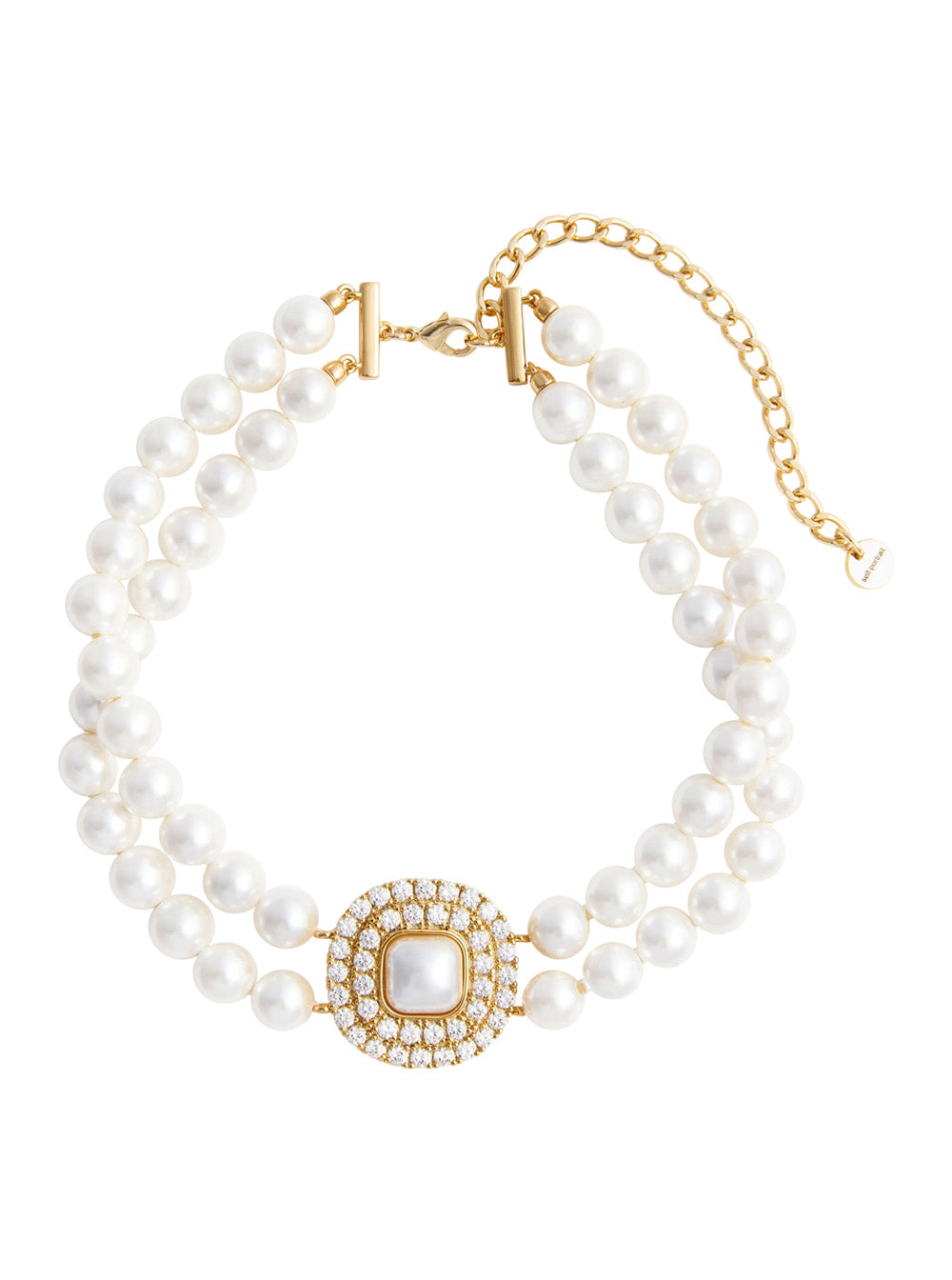 Self-Portrait Pearl And Crystal Choker Necklace — Gold Gold-plated Metal Necklaces
