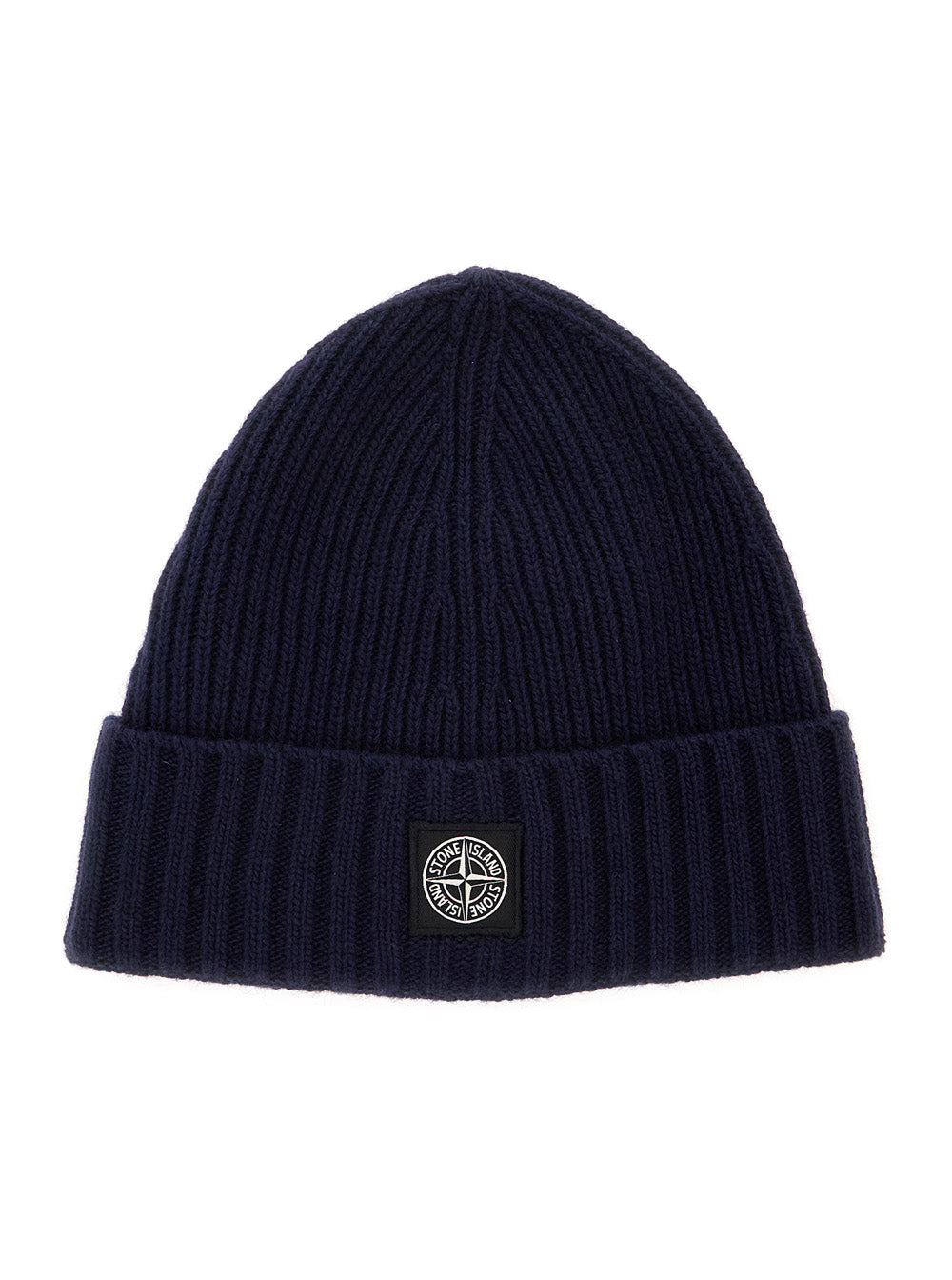 Stone Island L2s16n100003s00m3 Ribbed Wool-Blend Beanie — Navy Tech Fabric Beanies