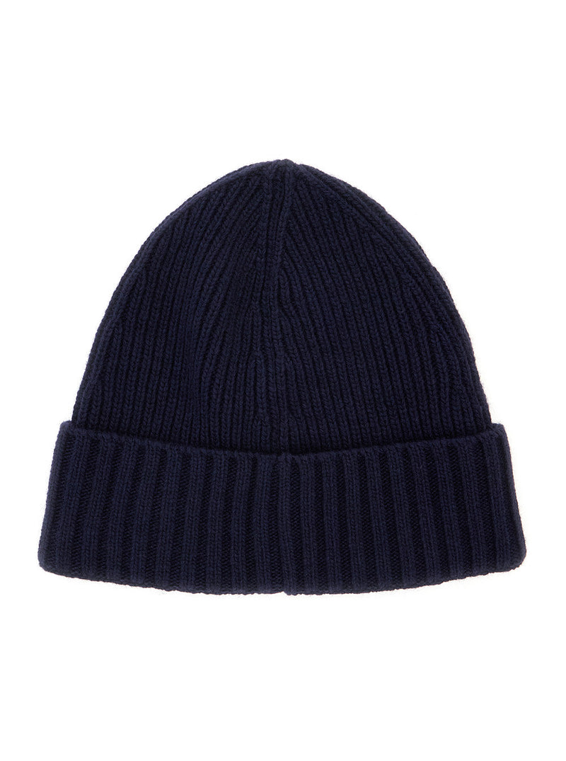 Stone Island L2s16n100003s00m3 Ribbed Wool-Blend Beanie — Navy Tech Fabric Beanies
