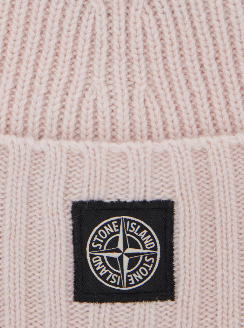 Stone Island L2s16n100003s00m3 Ribbed Knit Beanie — Pink Technical Fabric Beanies