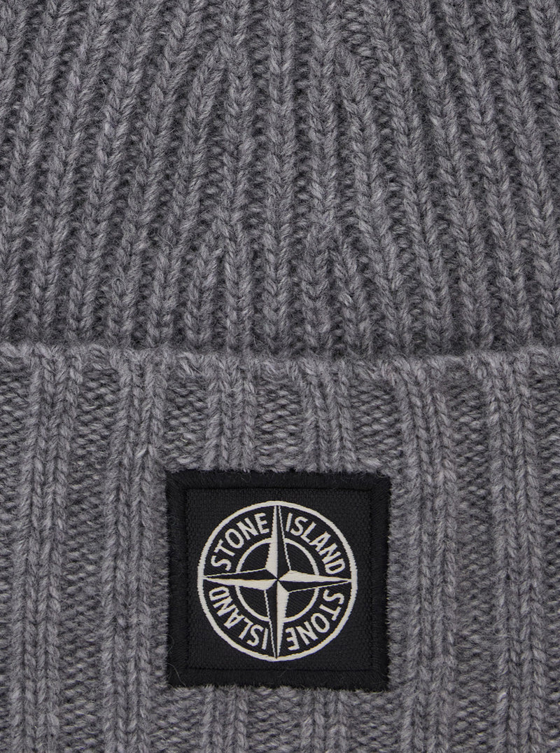 Stone Island L2s16n100003s00m3 Ribbed Technical Fabric Beanie — Gray Beanies
