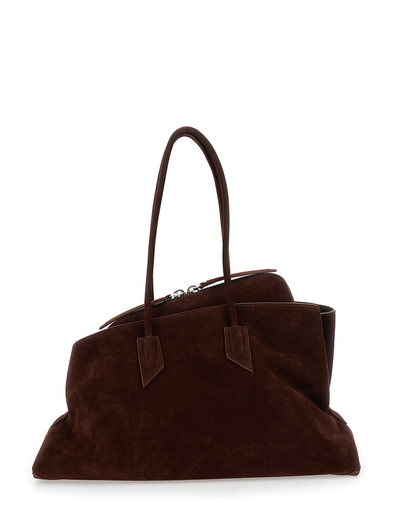 The Attico La Passeggiata Shoulder Bag — Brown Suede