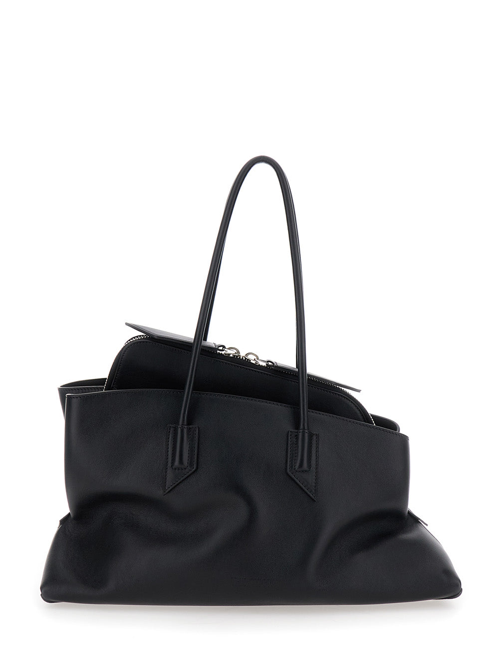 The Attico Passeggiata Shoulder Bag — Black Calf Leather