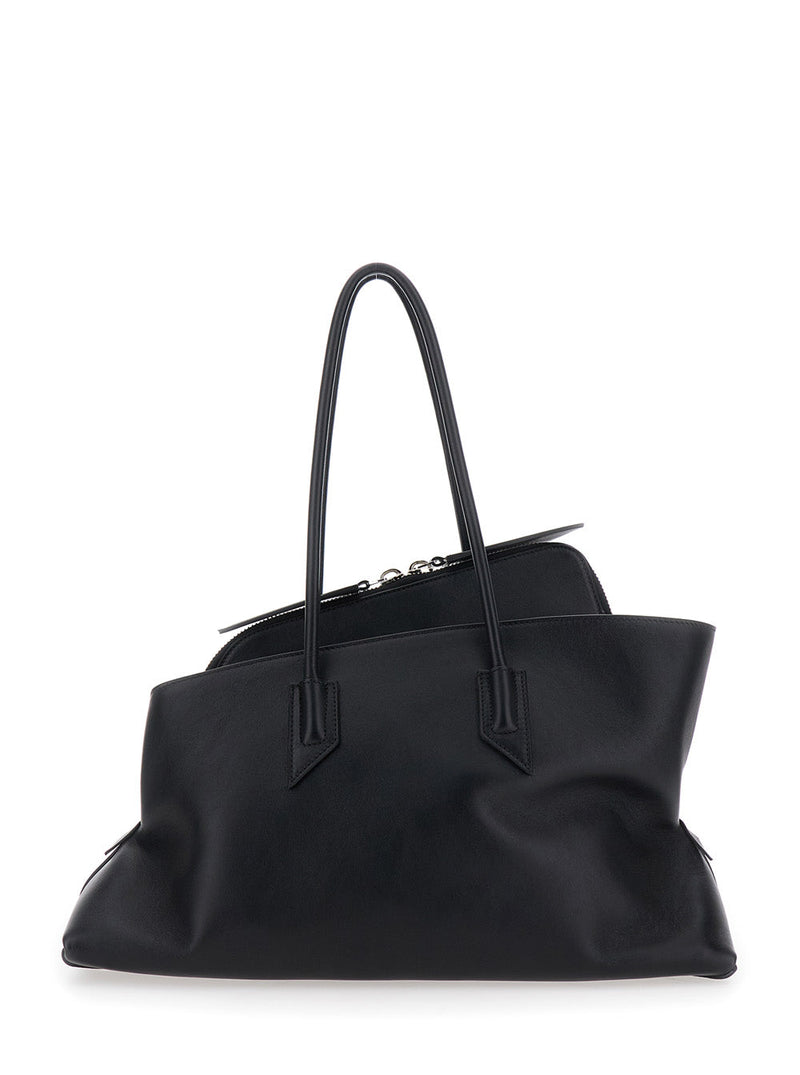 The Attico Passeggiata Shoulder Bag — Black Calf Leather