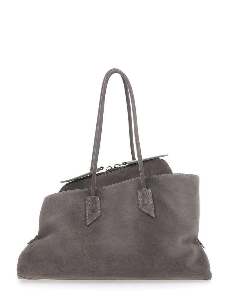 The Attico La Passeggiata Shoulder Bag — Gray Suede