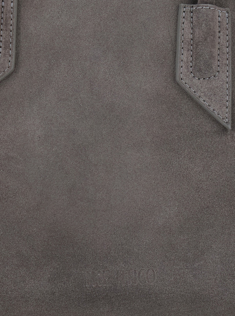 The Attico La Passeggiata Shoulder Bag — Gray Suede