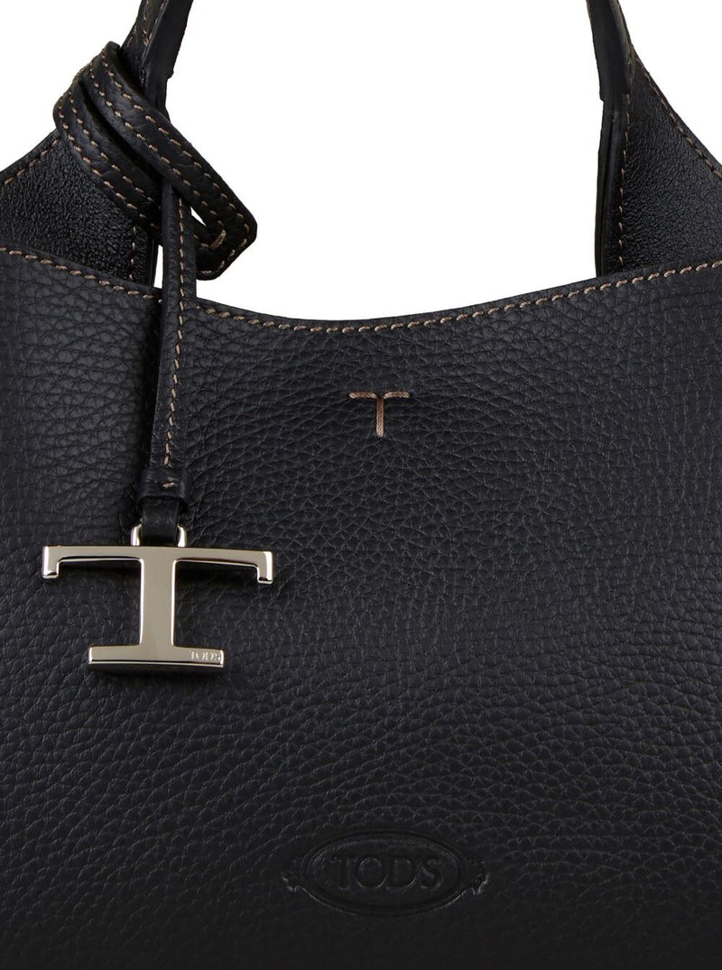 Tods Shoulder Bag — Black Calf Leather