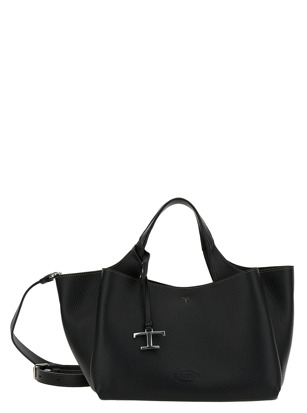 Tods T Timeless Shoulder Bag — Black Calf Leather