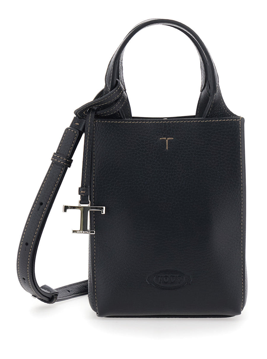 Tods Apa Top Handle Bag — Black Calf
