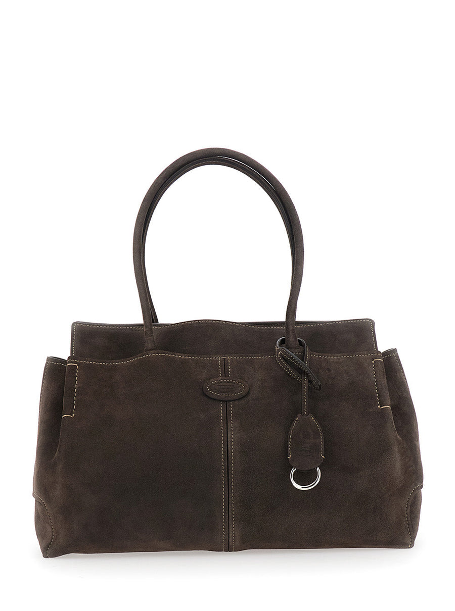 Tods Calfskin Leather Shoulder Bag — Brown