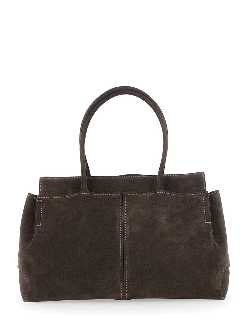 Tods Calfskin Leather Shoulder Bag — Brown