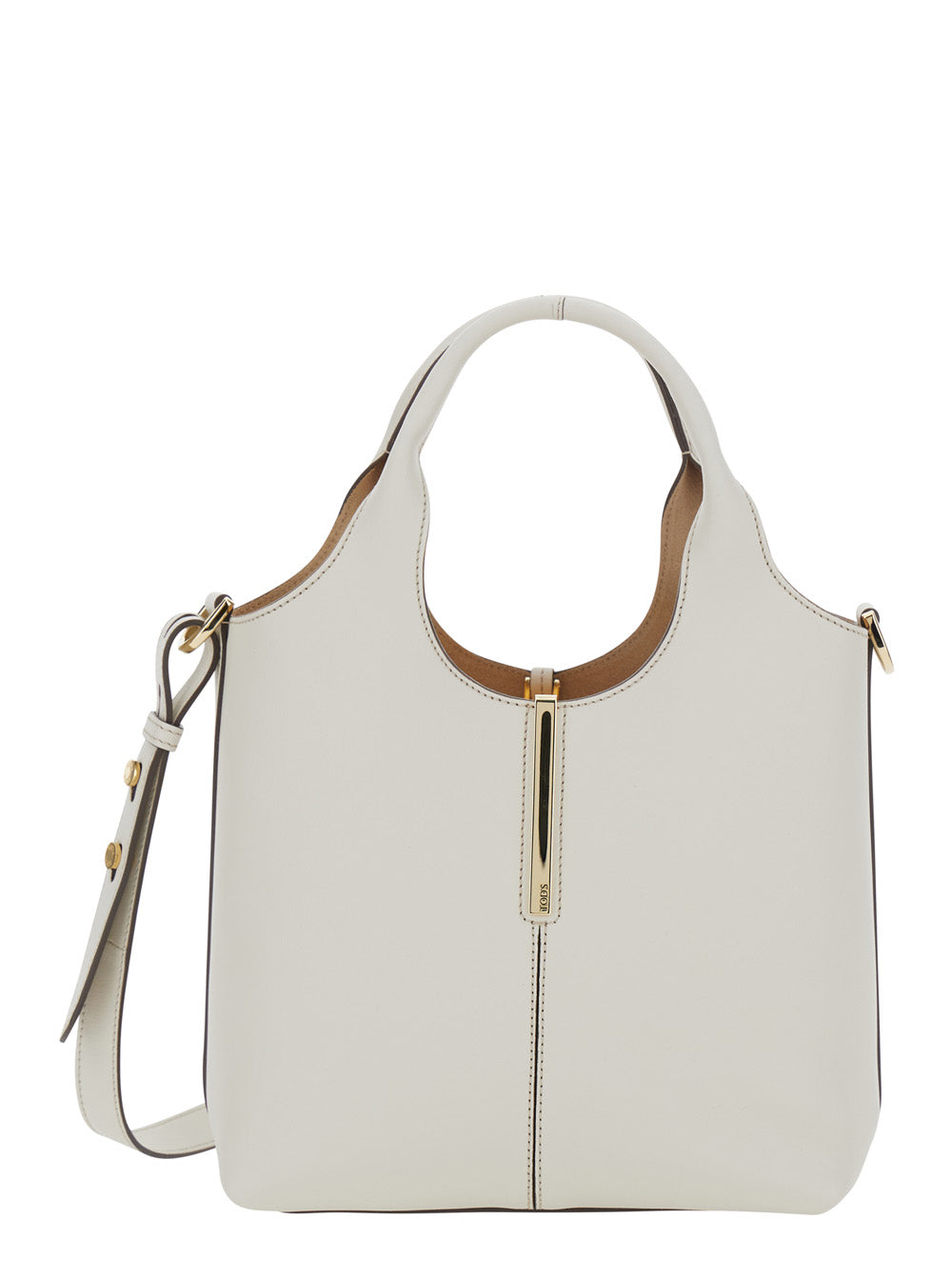 Tods Leather Top Handle Shoulder Bag — White