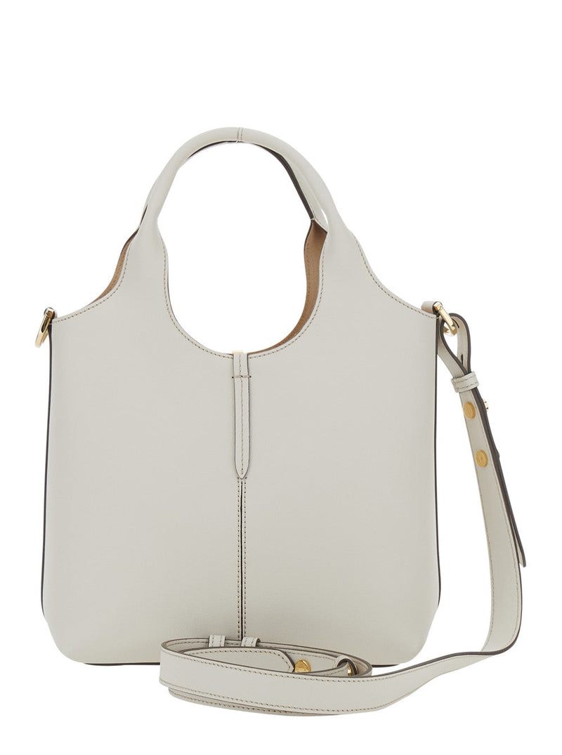 Tods Leather Top Handle Shoulder Bag — White
