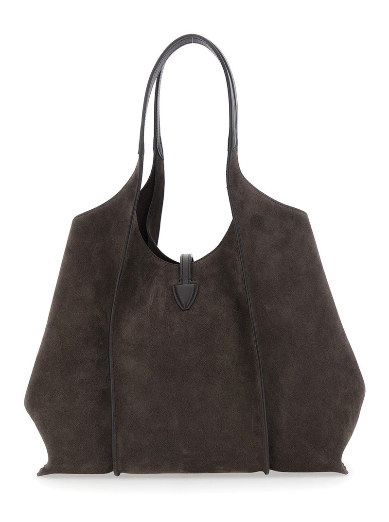 Tods Suede Calf Leather Shoulder Bag — Brown