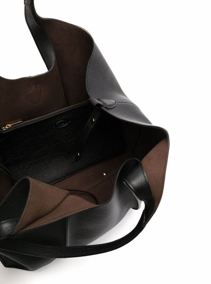 Tods T Timeless Tote Bag — Black Calf Leather