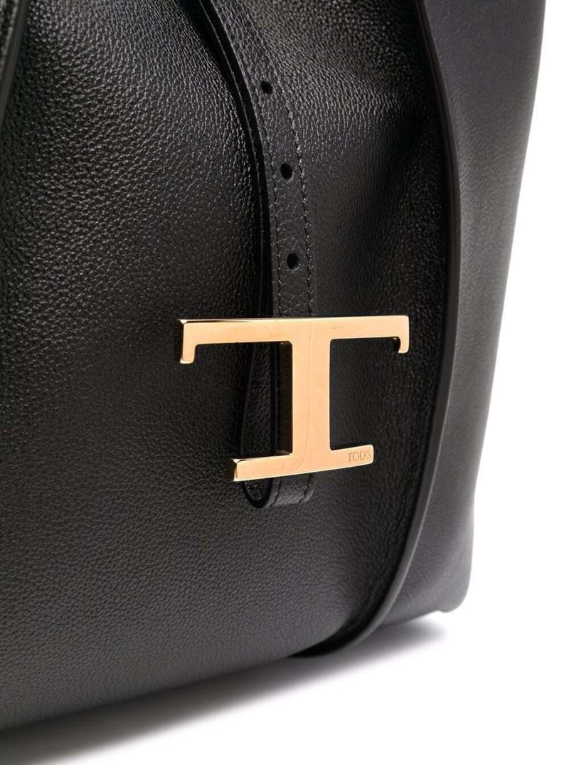 Tods T Timeless Tote Bag — Black Calf Leather