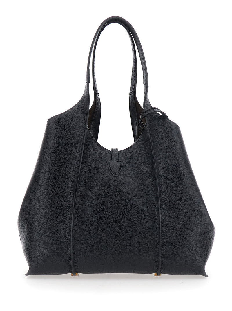 Tods T Timeless Tote Bag — Black Calf Leather