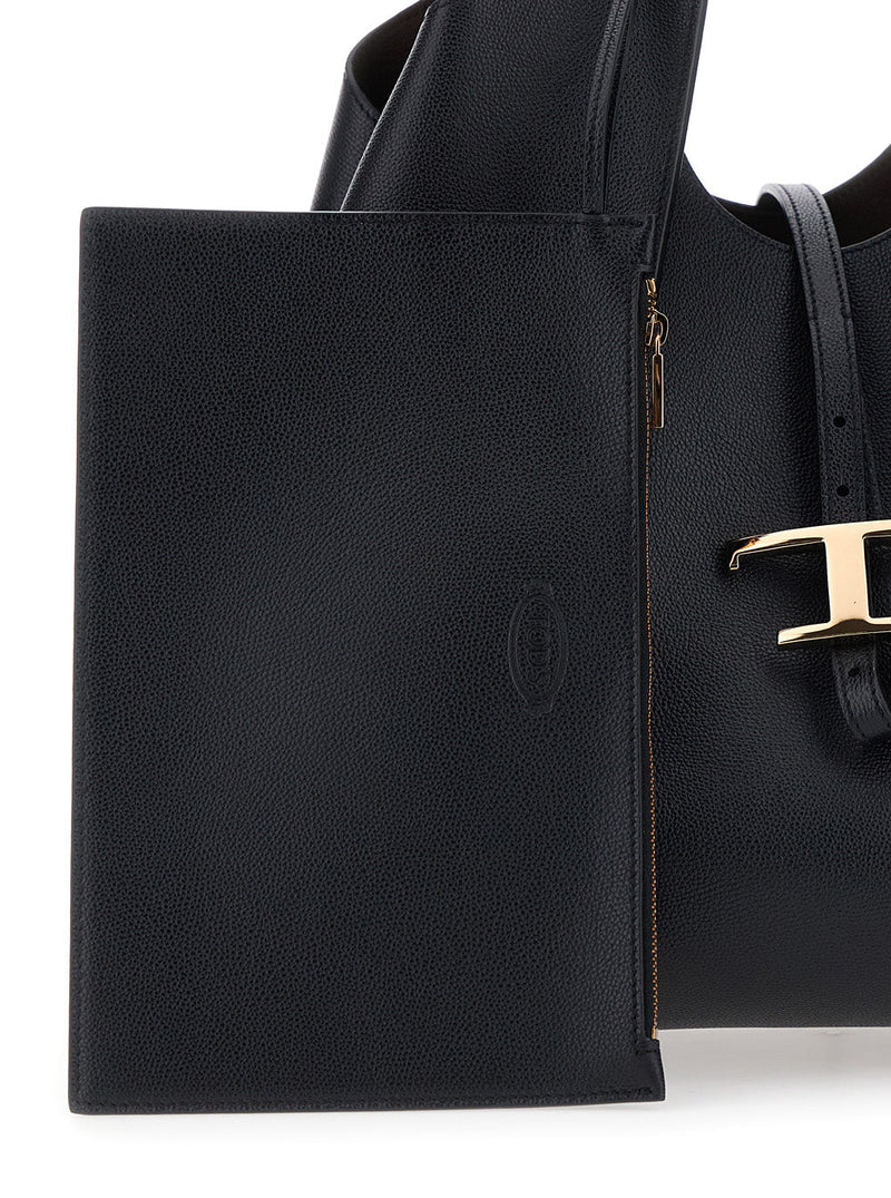 Tods T Timeless Tote Bag — Black Calf Leather