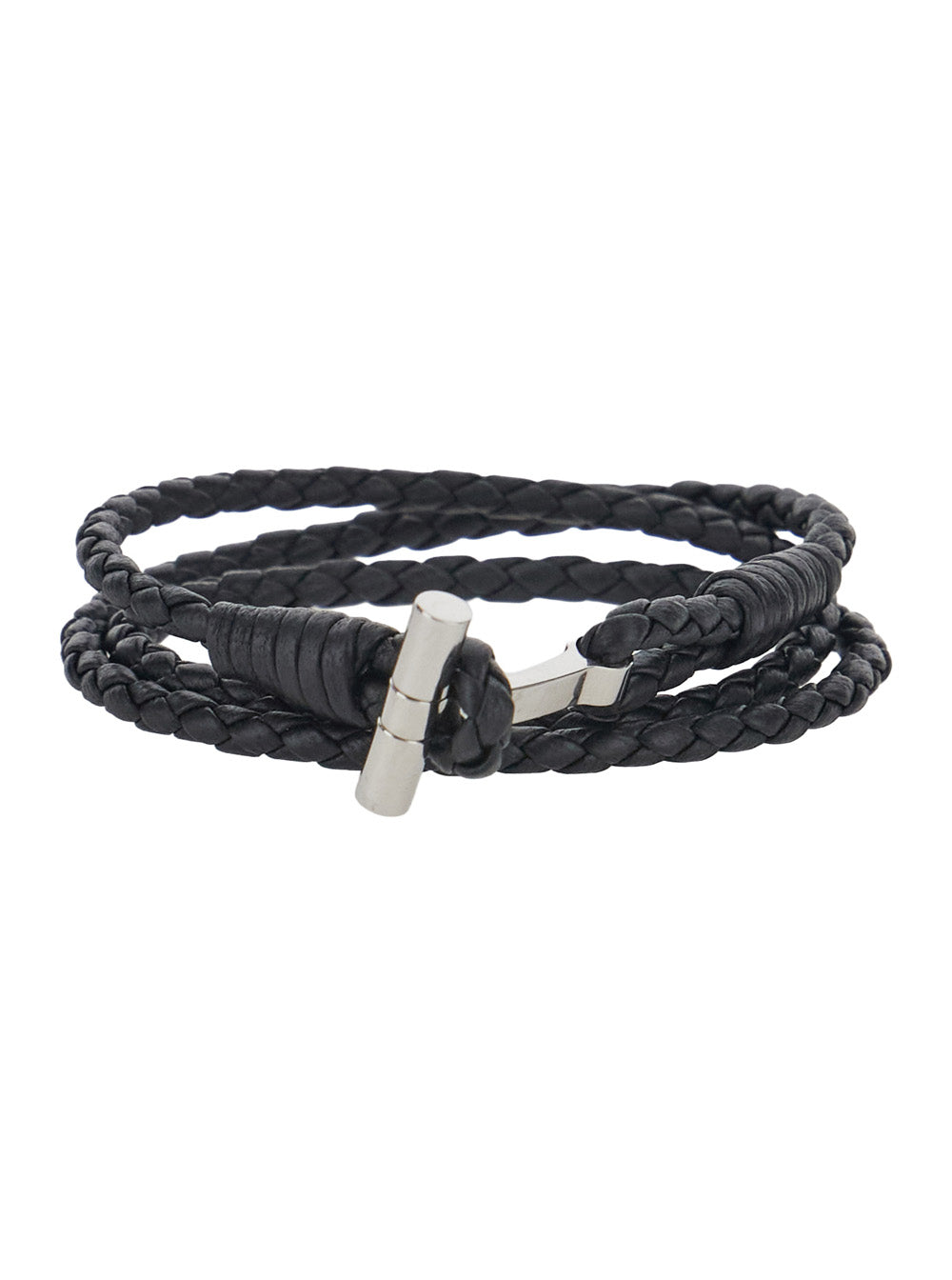 Tom Ford Woven Calf Leather Bracelet — Black Bracelets