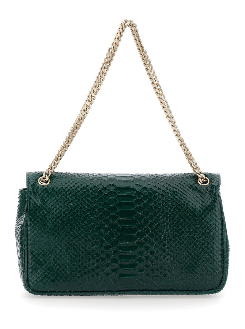 Tom Ford Python-Textured Calf Leather Crossbody Bag — Green